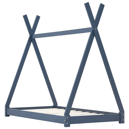 vidaXL Πλαίσιο Κρεβατιού Παιδικό Γκρι 70 x 140 εκ. Μασίφ Ξύλο Πεύκου