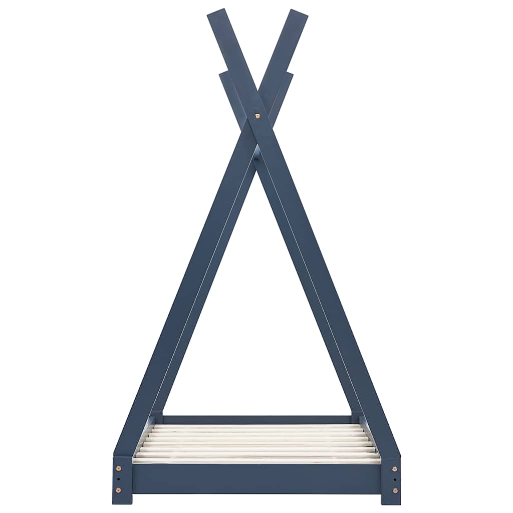 vidaXL Πλαίσιο Κρεβατιού Παιδικό Γκρι 70 x 140 εκ. Μασίφ Ξύλο Πεύκου