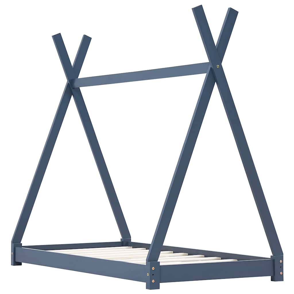 vidaXL Πλαίσιο Κρεβατιού Παιδικό Γκρι 80 x 160 εκ. Μασίφ Ξύλο Πεύκου