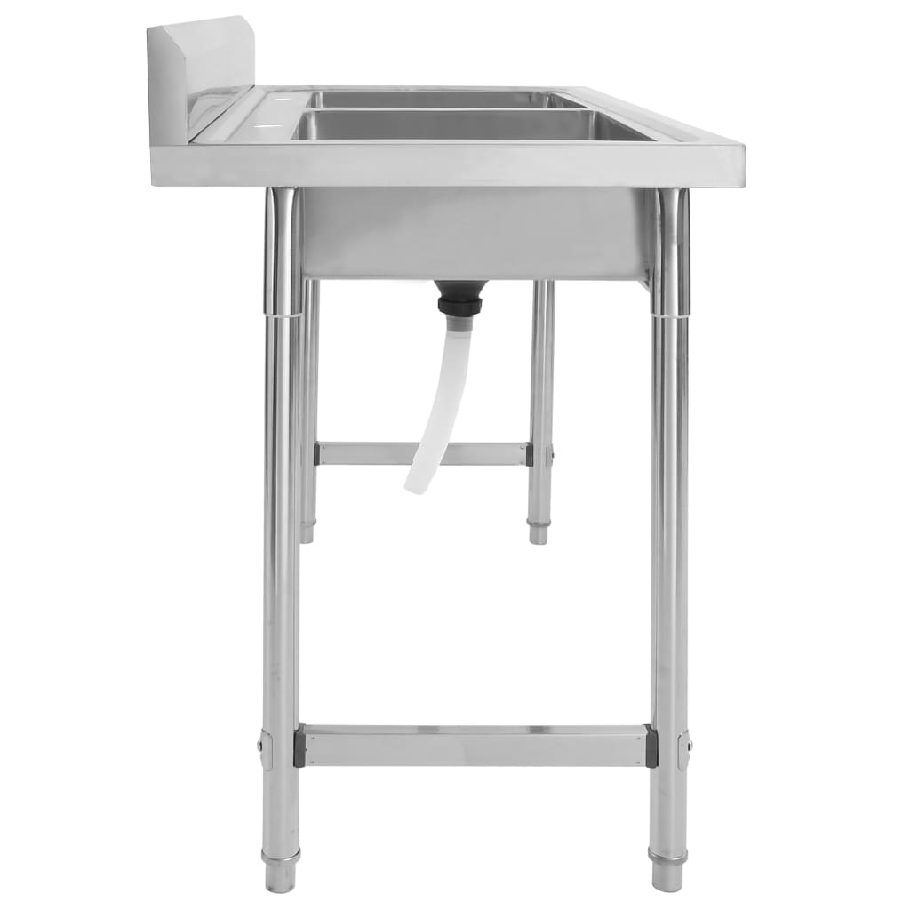 vidaXL Νεροχύτης Κουζίνας με Διπλή Γούρνα από Ανοξείδωτο Ατσάλι