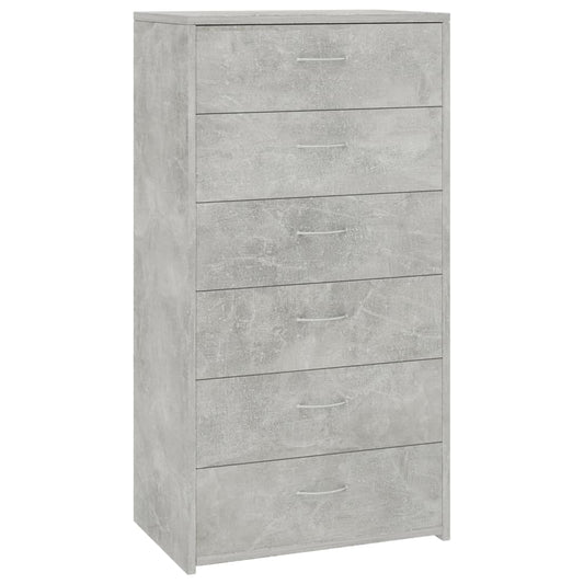 vidaXL Συρταριέρα με 6 Συρτάρια Γκρι Σκυροδ. 50x34x96 εκ. Επεξ. Ξύλο