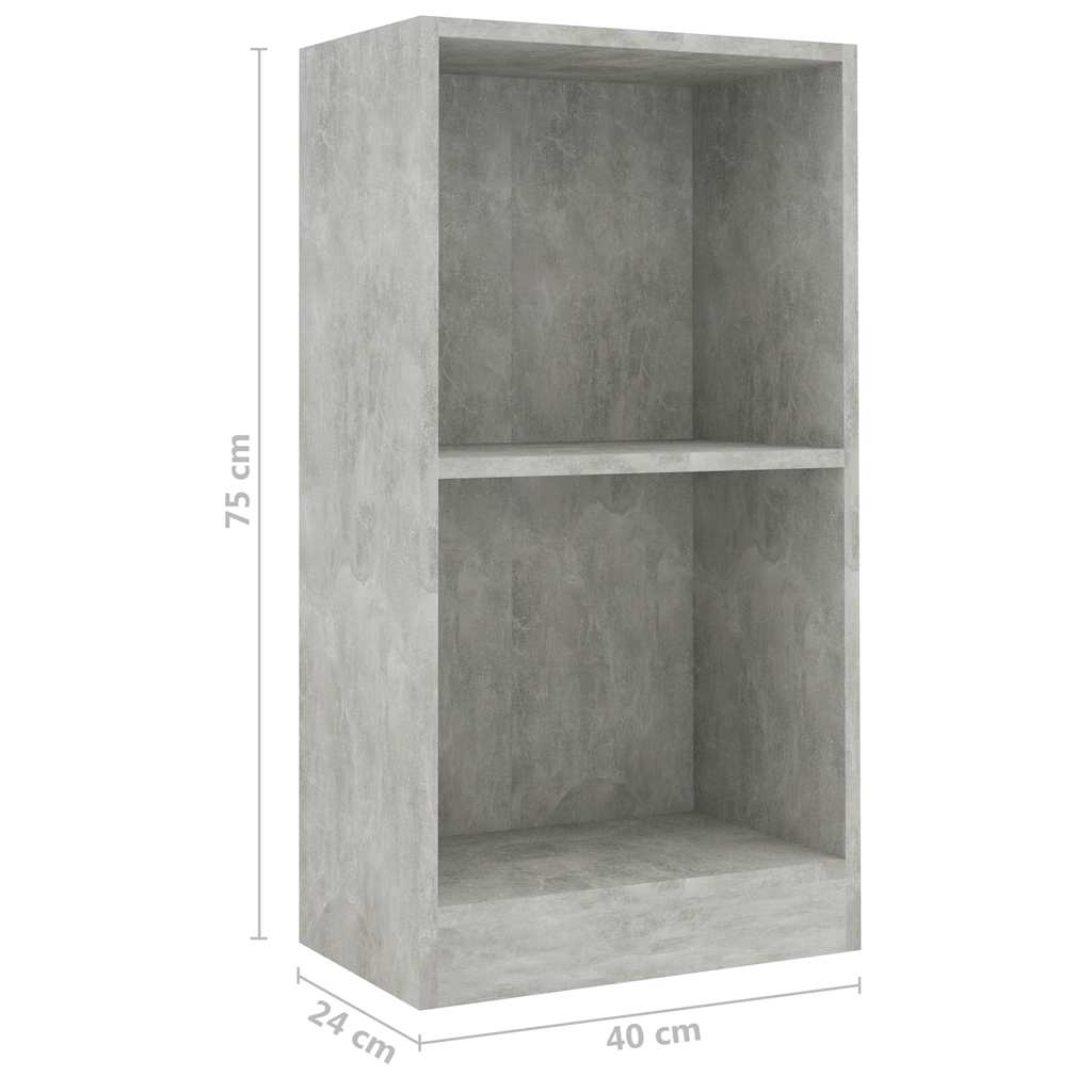 vidaXL Βιβλιοθήκη Γκρι από Σκυρόδεμα 40 x 24 x 75 εκ. από Τεχνητό Ξύλο