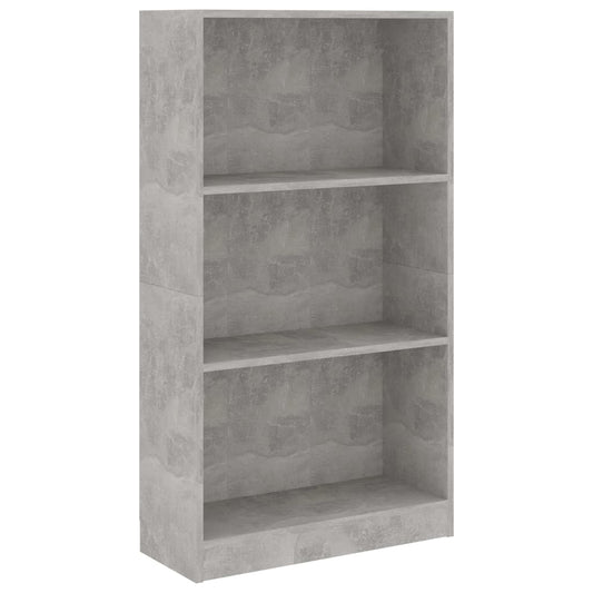 vidaXL Βιβλιοθήκη με 3 Ράφια Γκρι Σκυροδ. 60x24x109 εκ. Επεξεργ. Ξύλο