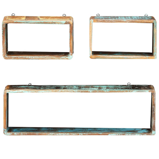 vidaXL Ράφια Κύβοι Τοίχου Σετ 3 Τεμαχίων από Μασίφ Ανακυκλωμένο Ξύλο