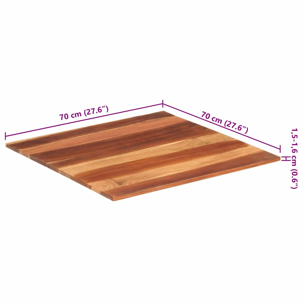 vidaXL Επιφάνεια Τραπεζιού 15-16 χιλ. 70x70 εκ. Ξύλο Ακακίας