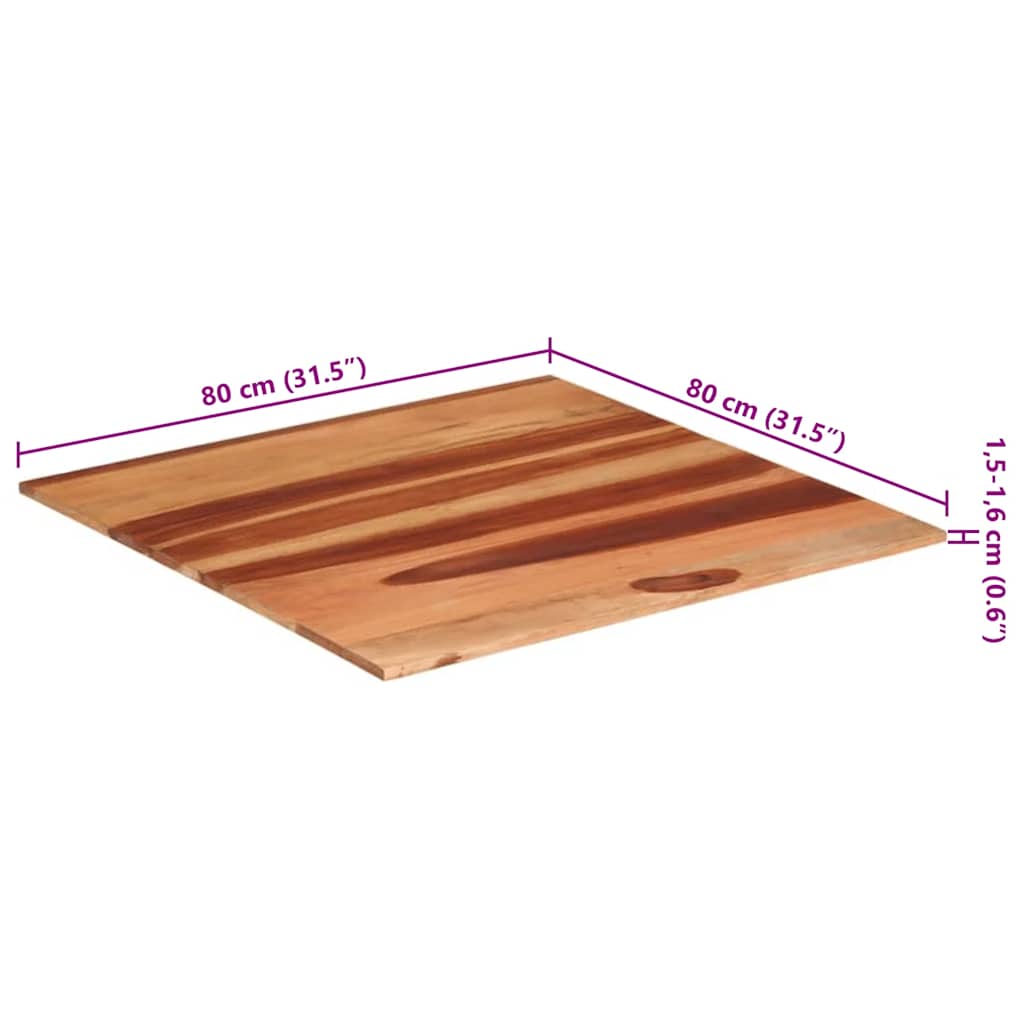 vidaXL Επιφάνεια Τραπεζιού Στρογγυλή 15-16 χιλ. 80x80 εκ. Ξύλο Ακακίας