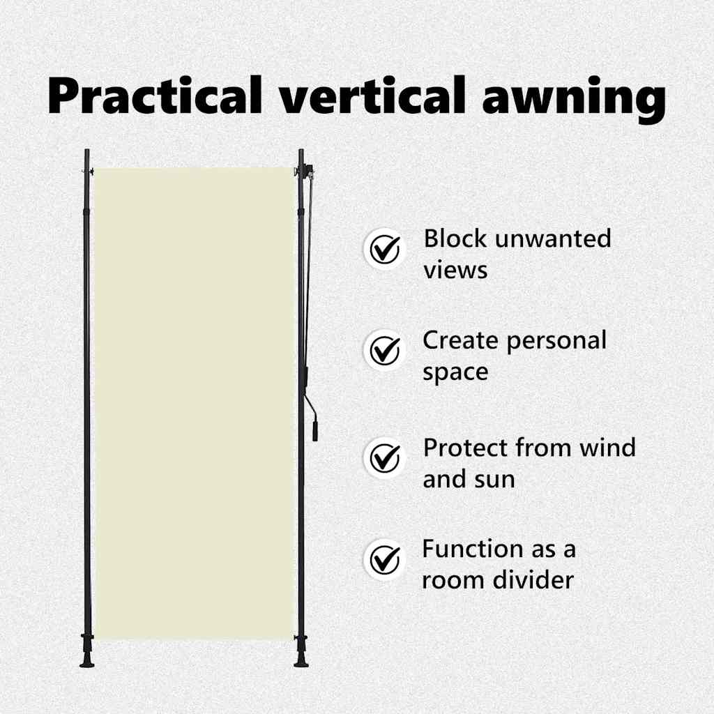 vidaXL Στόρι Σκίασης Ρόλερ Εξωτερικού Χώρου Κρεμ 100 x 270 εκ.