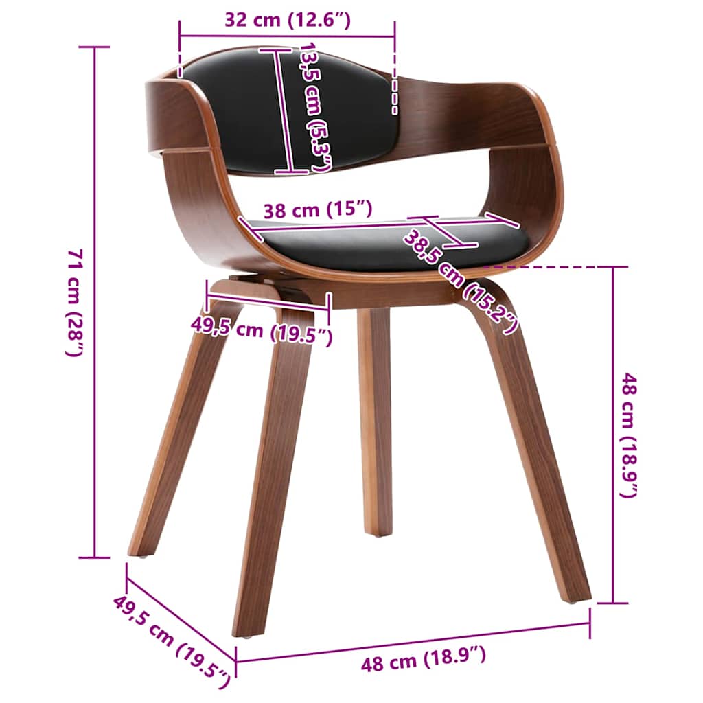 vidaXL Καρέκλες Τραπεζαρίας 2 τεμ. Λυγισμένο Ξύλο / Συνθετικό Δέρμα