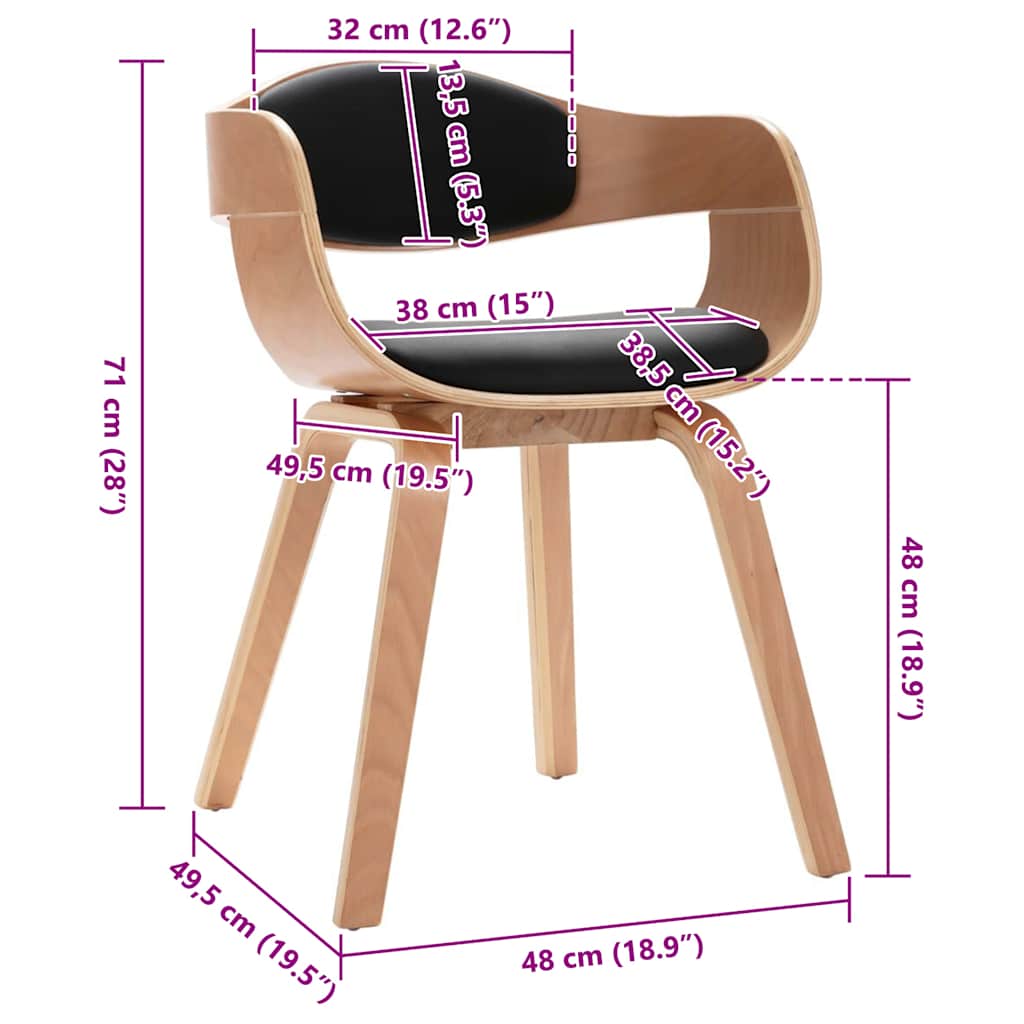 vidaXL Καρέκλες Τραπεζαρίας 2 τεμ. Λυγισμένο Ξύλο / Συνθετικό Δέρμα