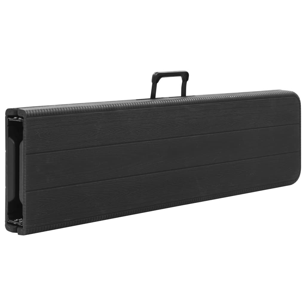 vidaXL Παγκάκια Κήπου Πτυσσόμενα 2 τεμ. Μαύρα 180 εκ. από HDPE