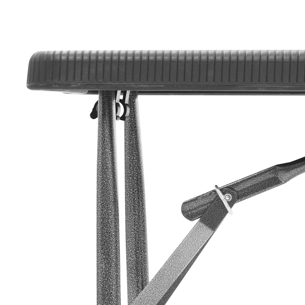 vidaXL Παγκάκια Κήπου Πτυσσόμενα 2 τεμ. Μαύρα 180 εκ. από HDPE