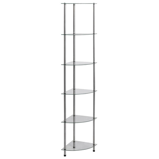 vidaXL Ραφιέρα 6 Επιπέδων Διαφανής 30 x 30 x 160 εκ. από Ψημένο Γυαλί