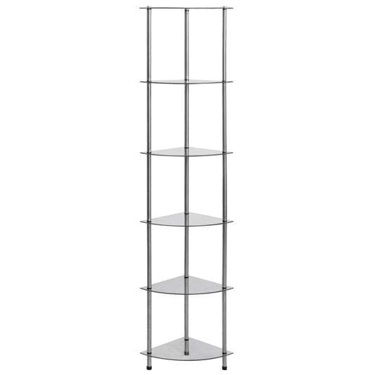 vidaXL Ραφιέρα 6 Επιπέδων Διαφανής 30 x 30 x 160 εκ. από Ψημένο Γυαλί