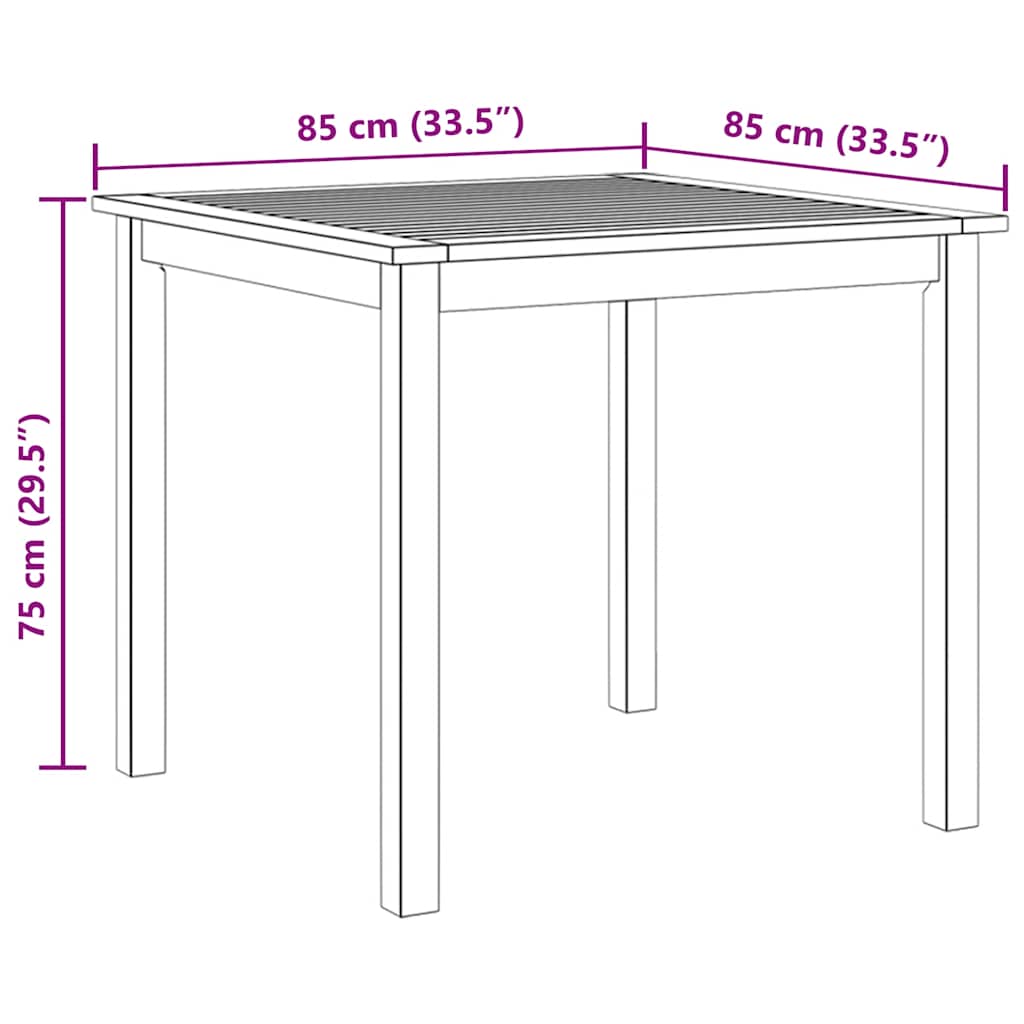 vidaXL Τραπέζι Κήπου 85 x 85 x 74 εκ. από Μασίφ Ξύλο Ακακίας