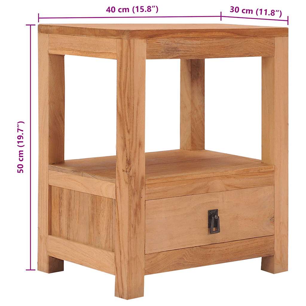 vidaXL Κομοδίνο 40 x 30 x 50 εκ. από Μασίφ Ξύλο Teak