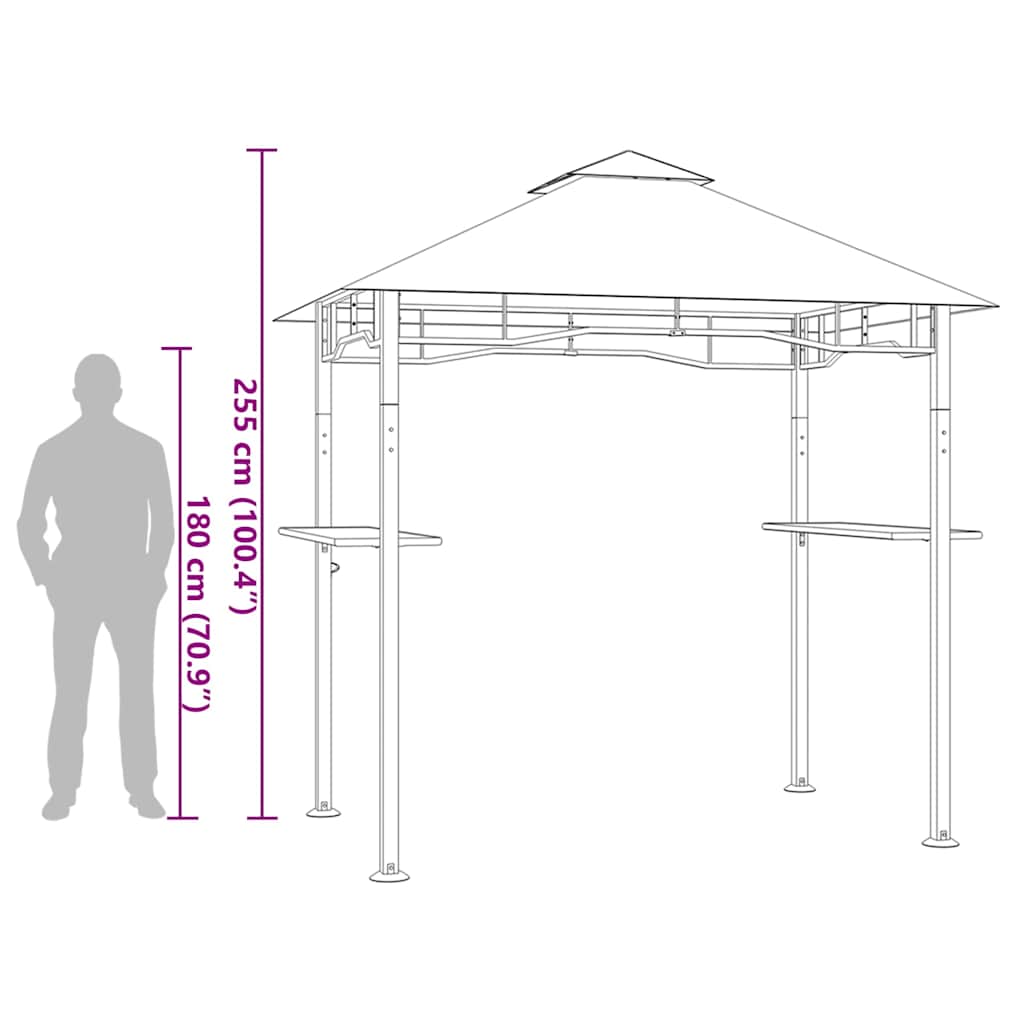 vidaXL Κιόσκι Ψησταριάς Ανθρακί 240 x 150 x 255 εκ. Ατσάλινο