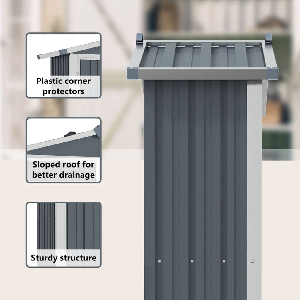 vidaXL Αποθήκη Κήπου Γκρι 116x45x175 εκ. από Γαλβανισμένο Ατσάλι
