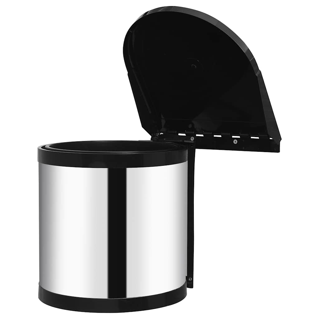 vidaXL Κάδος Απορριμμάτων Ντουλαπιού Κουζίνας 8 Λίτρα Ανοξείδ. Ατσάλι