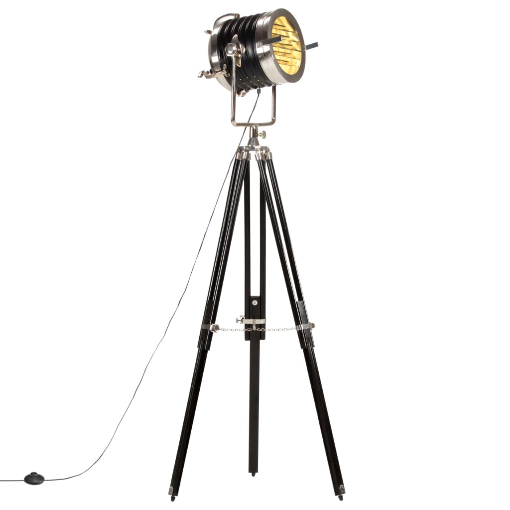 vidaXL Φωτιστικό Δαπέδου Προβολέας Τρίποδο Μαύρο 171 εκ. Ξύλο Μάνγκο