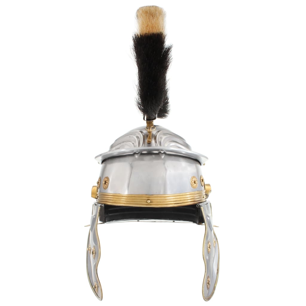 vidaXL Κράνος Ρωμαίου Στρατιώτη Ρέπλικα Αντικέ για LARP Ασημί Ατσάλινο