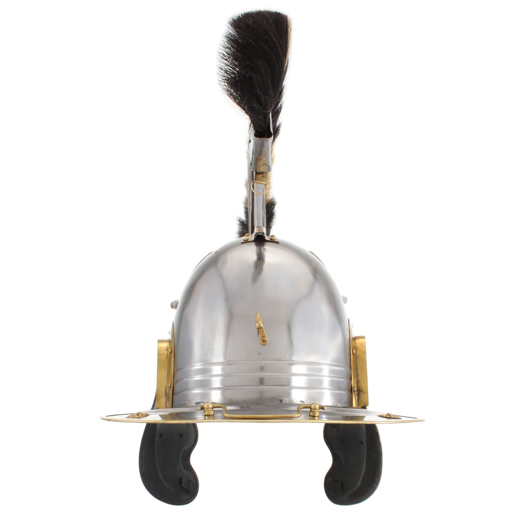 vidaXL Κράνος Ρωμαίου Στρατιώτη Ρέπλικα Αντικέ για LARP Ασημί Ατσάλινο