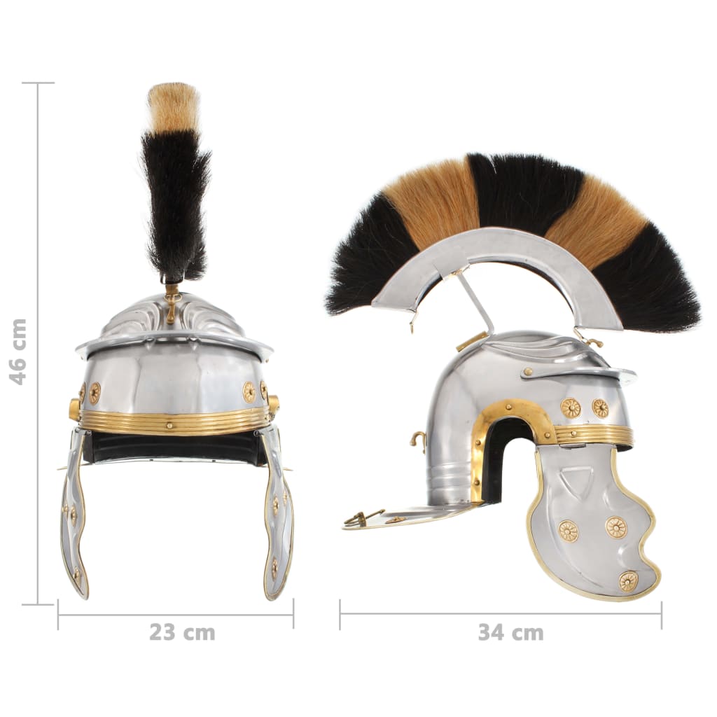 vidaXL Κράνος Ρωμαίου Στρατιώτη Ρέπλικα Αντικέ για LARP Ασημί Ατσάλινο