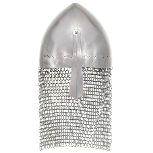 vidaXL Κράνος Ιππότη Ρέπλικα Αντικέ για LARP Ασημί Ατσάλινο