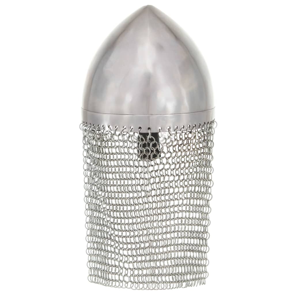 vidaXL Κράνος Ιππότη Ρέπλικα Αντικέ για LARP Ασημί Ατσάλινο