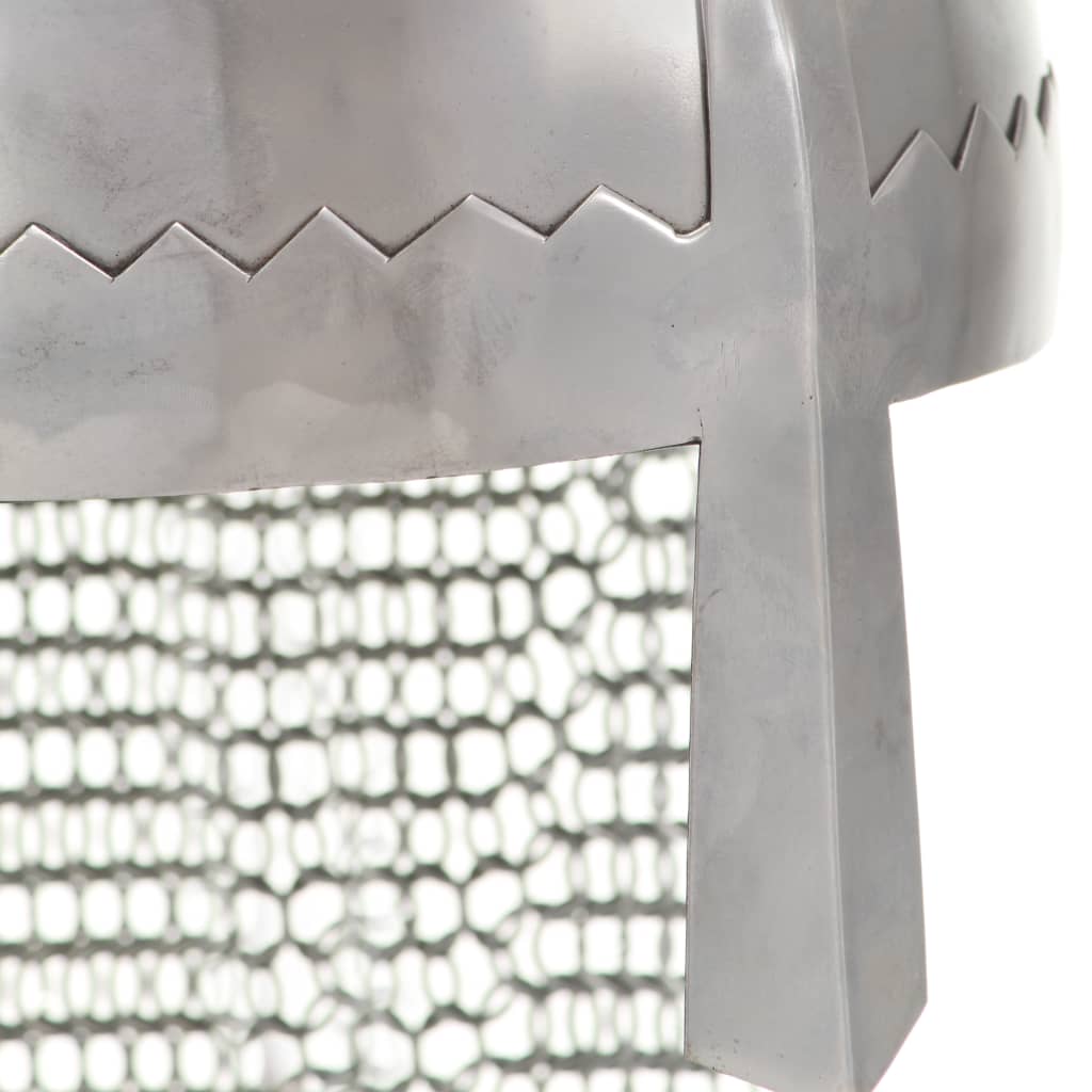 vidaXL Κράνος Ιππότη Ρέπλικα Αντικέ για LARP Ασημί Ατσάλινο