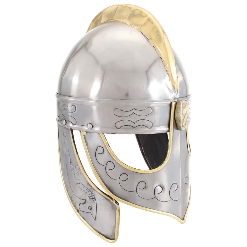 vidaXL Κράνος Beowulf Ρέπλικα Αντικέ για LARP Ασημί Ατσάλινο