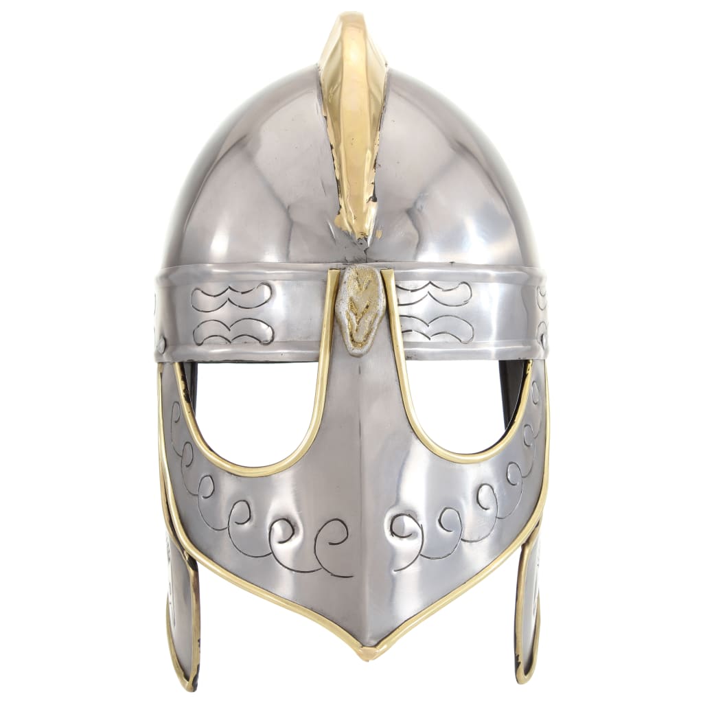 vidaXL Κράνος Beowulf Ρέπλικα Αντικέ για LARP Ασημί Ατσάλινο