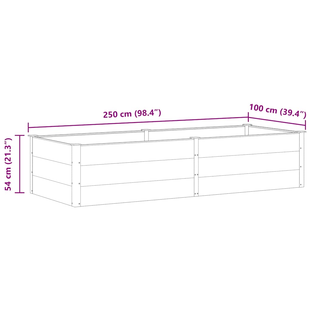 vidaXL Ζαρντινιέρα Υπερυψωμένη Γκρι 250 x 100 x 54 εκ. από WPC