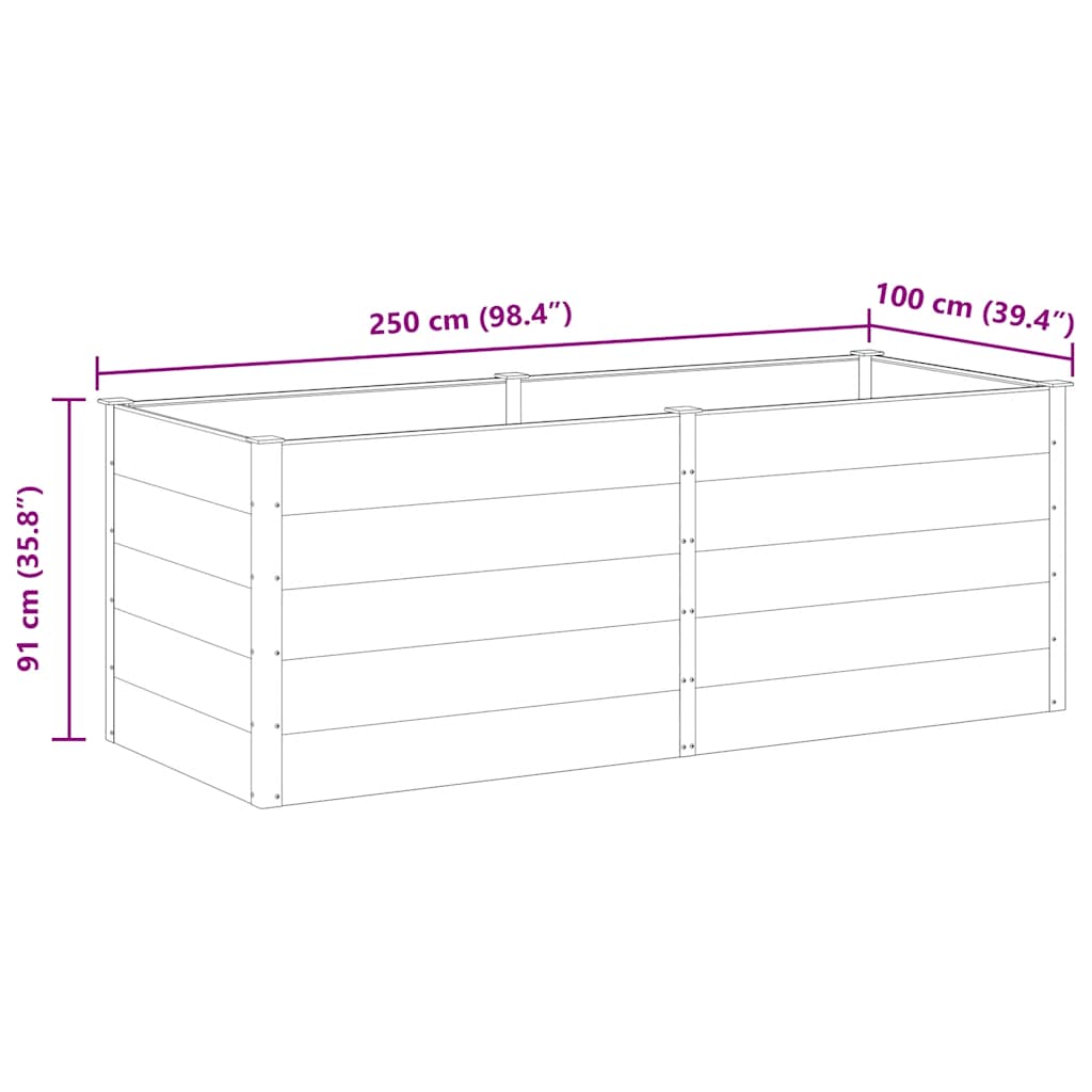 vidaXL Ζαρντινιέρα Υπερυψωμένη Γκρι 250 x 100 x 91 εκ. από WPC