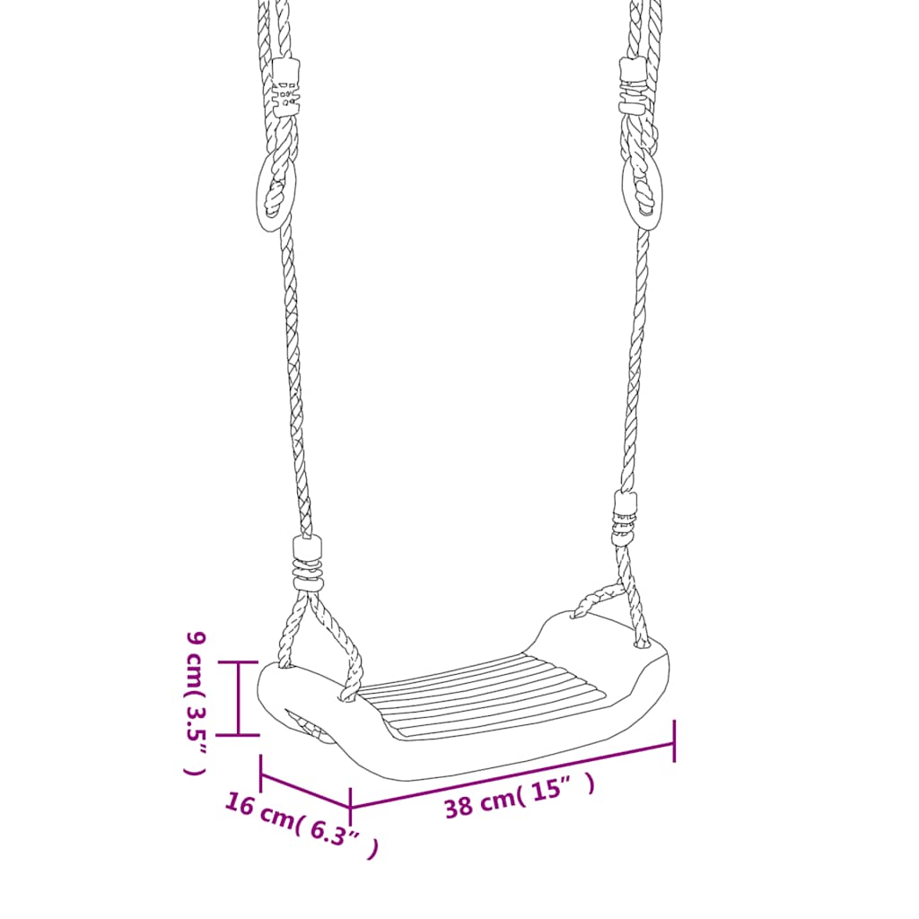 vidaXL Κούνιες με Σχοινιά 2 τεμ. Μπλε 38 x 16 εκ. από Πολυαιθυλένιο