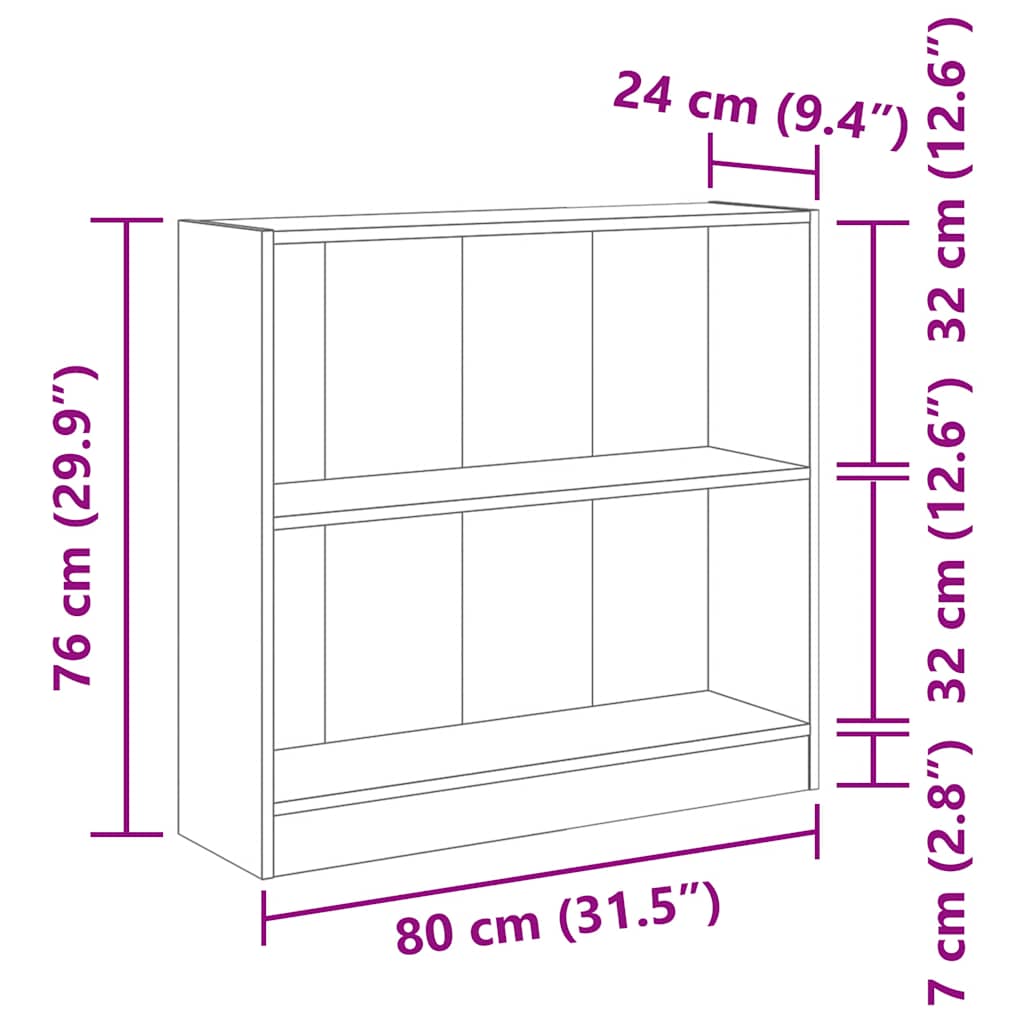 vidaXL Βιβλιοθήκη Sonoma Δρυς 80 x 24 x 75 εκ. από Τεχνητό Ξύλο