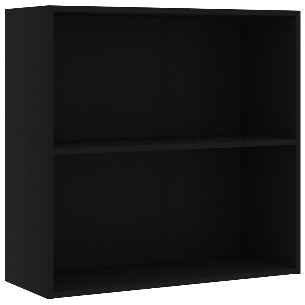 vidaXL Βιβλιοθήκη με 2 Ράφια Μαύρη 80x30x76,5 εκ. από Επεξ. Ξύλο