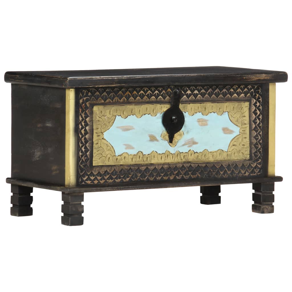 vidaXL Μπαούλο Αποθήκευσης Μαύρο 80x40x45 εκ. από Μασίφ Ξύλο Μάνγκο