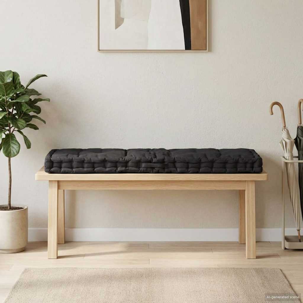 vidaXL Μαξιλάρα Δαπέδου / Παλέτας Μαύρη 120 x 40 x 7 εκ. Βαμβακερή