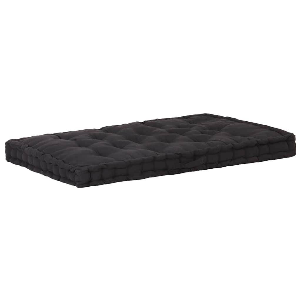 vidaXL Μαξιλάρα Δαπέδου / Παλέτας Μαύρη 120 x 80 x 10 εκ. Βαμβακερή
