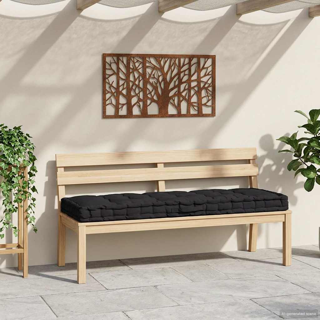 vidaXL Μαξιλάρα Δαπέδου / Παλέτας Μαύρη 120 x 80 x 10 εκ. Βαμβακερή