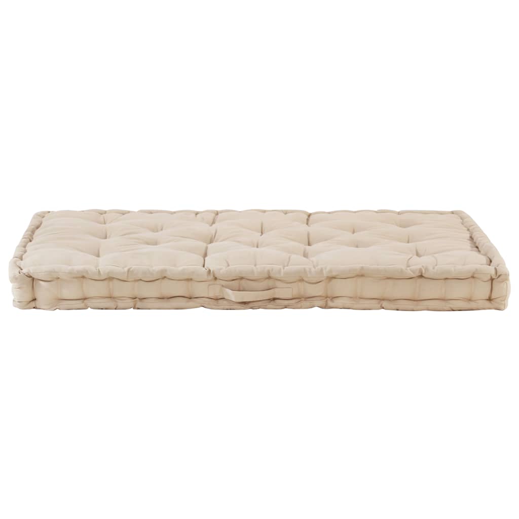 vidaXL Μαξιλάρα Δαπέδου / Παλέτας Μπεζ 120 x 80 x 10 εκ. Βαμβακερή