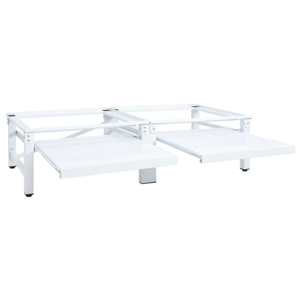 vidaXL Βάση Πλυντηρίου και Στεγνωτηρίου Διπλή με Συρόμενα Ράφια Λευκή