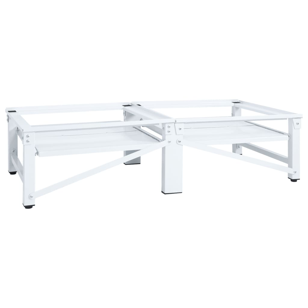 vidaXL Βάση Πλυντηρίου και Στεγνωτηρίου Διπλή με Συρόμενα Ράφια Λευκή