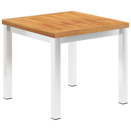 vidaXL Τραπεζάκι Κήπου 45x45x38 εκ. Μασίφ Ξύλο Ακακίας / Ανοξ. Ατσάλι