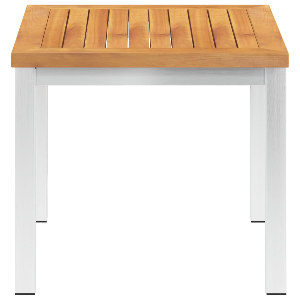 vidaXL Τραπεζάκι Κήπου 45x45x38 εκ. Μασίφ Ξύλο Ακακίας / Ανοξ. Ατσάλι