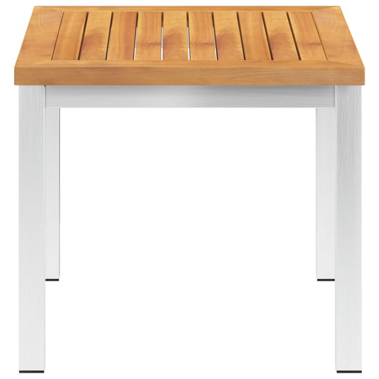 vidaXL Τραπεζάκι Κήπου 45x45x38 εκ. Μασίφ Ξύλο Ακακίας / Ανοξ. Ατσάλι