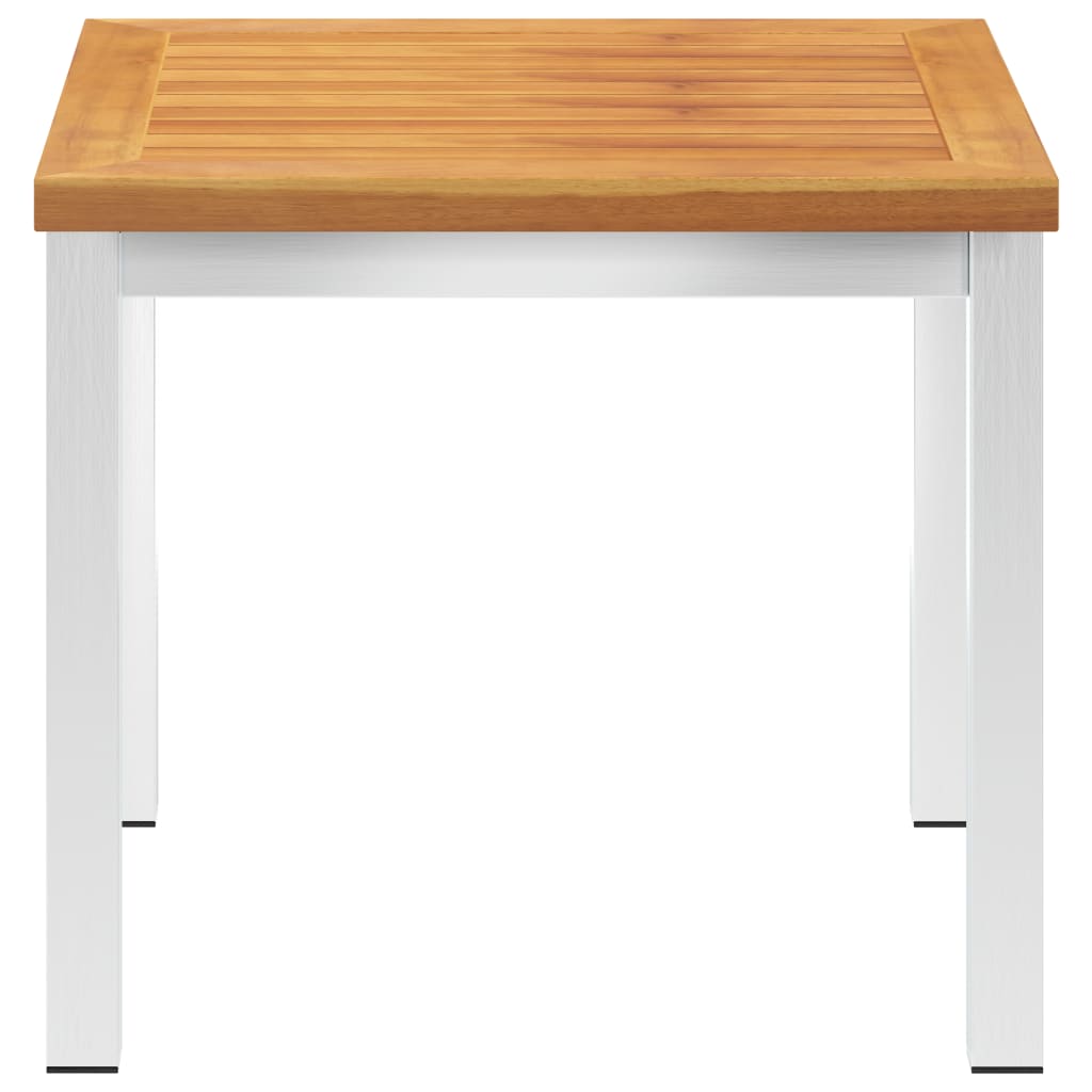vidaXL Τραπεζάκι Κήπου 45x45x38 εκ. Μασίφ Ξύλο Ακακίας / Ανοξ. Ατσάλι