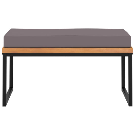 vidaXL Υποπόδιο Σκούρο Γκρι 66x66x36εκ. Μασίφ Ξύλο Ακακίας με Μαξιλάρι