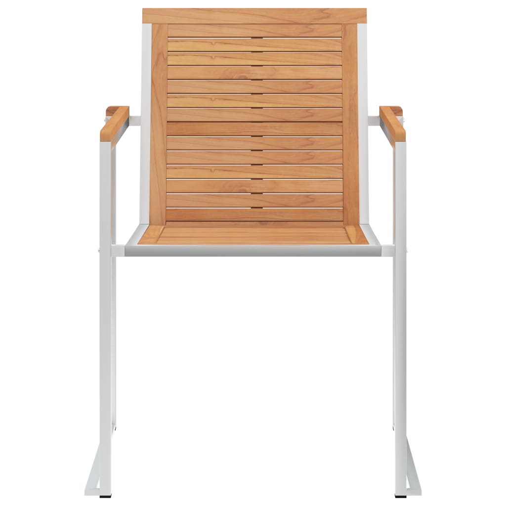 vidaXL Καρέκλες Κήπου 2 τεμ. από Μασίφ Ξύλο Teak/Ανοξείδωτο Ατσάλι