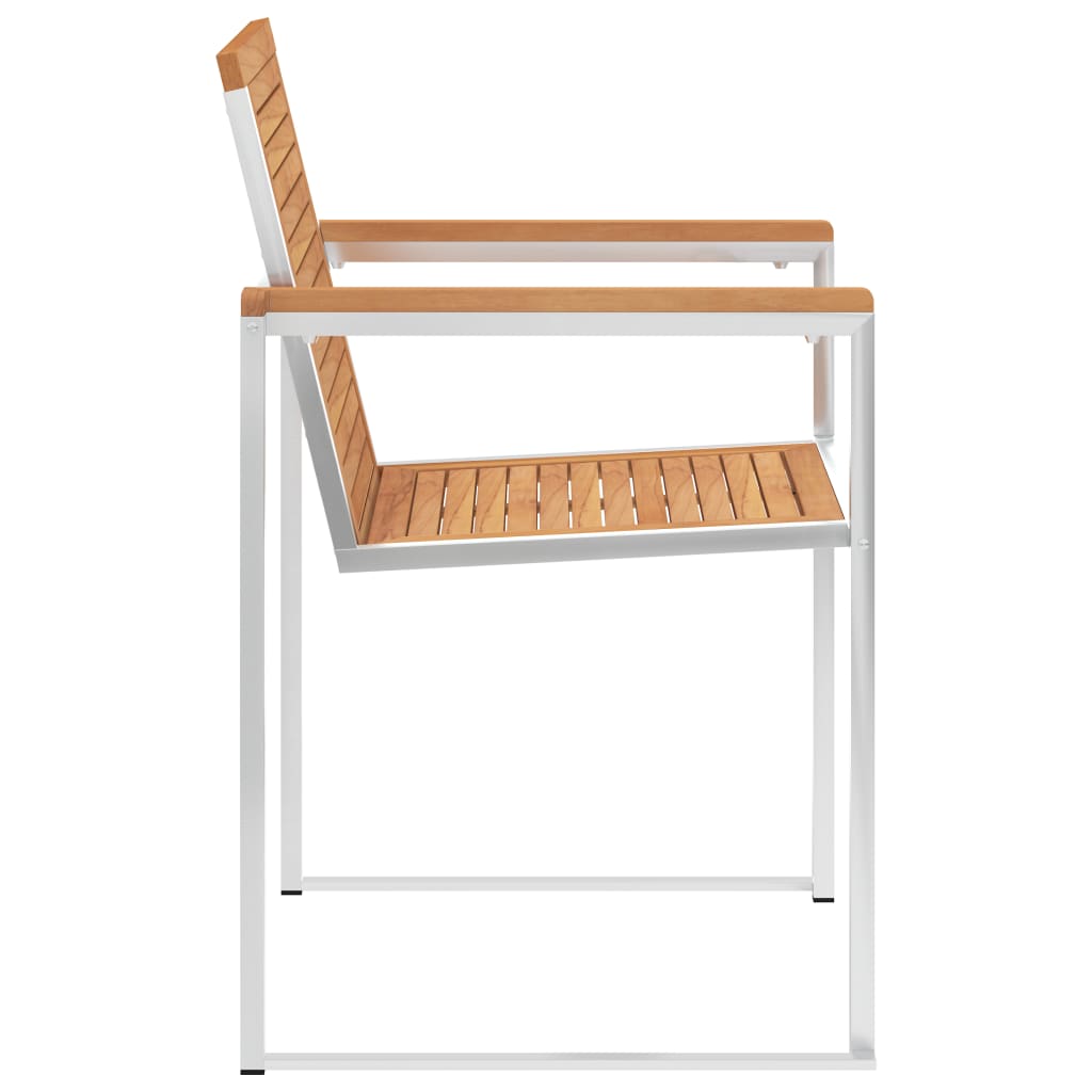 vidaXL Καρέκλες Κήπου 2 τεμ. από Μασίφ Ξύλο Teak/Ανοξείδωτο Ατσάλι